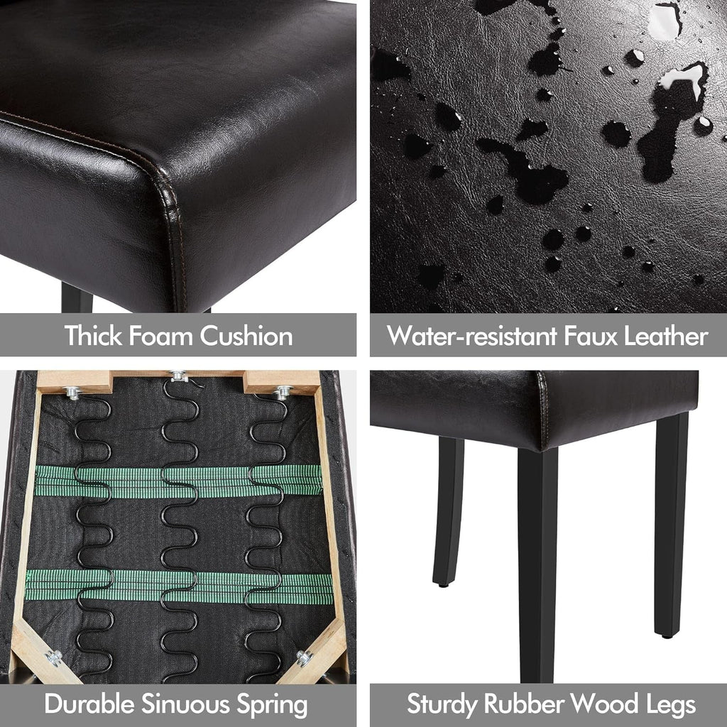 Faux Leather Dining Chairs Brown Set Of 2 For Dining Room