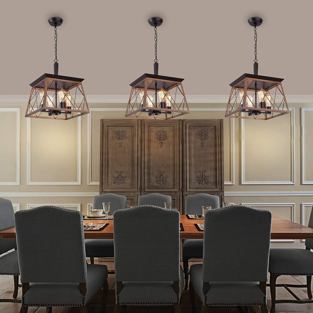 Bronze 4 Light Farmhouse Rustic Chandelier For Dining Room