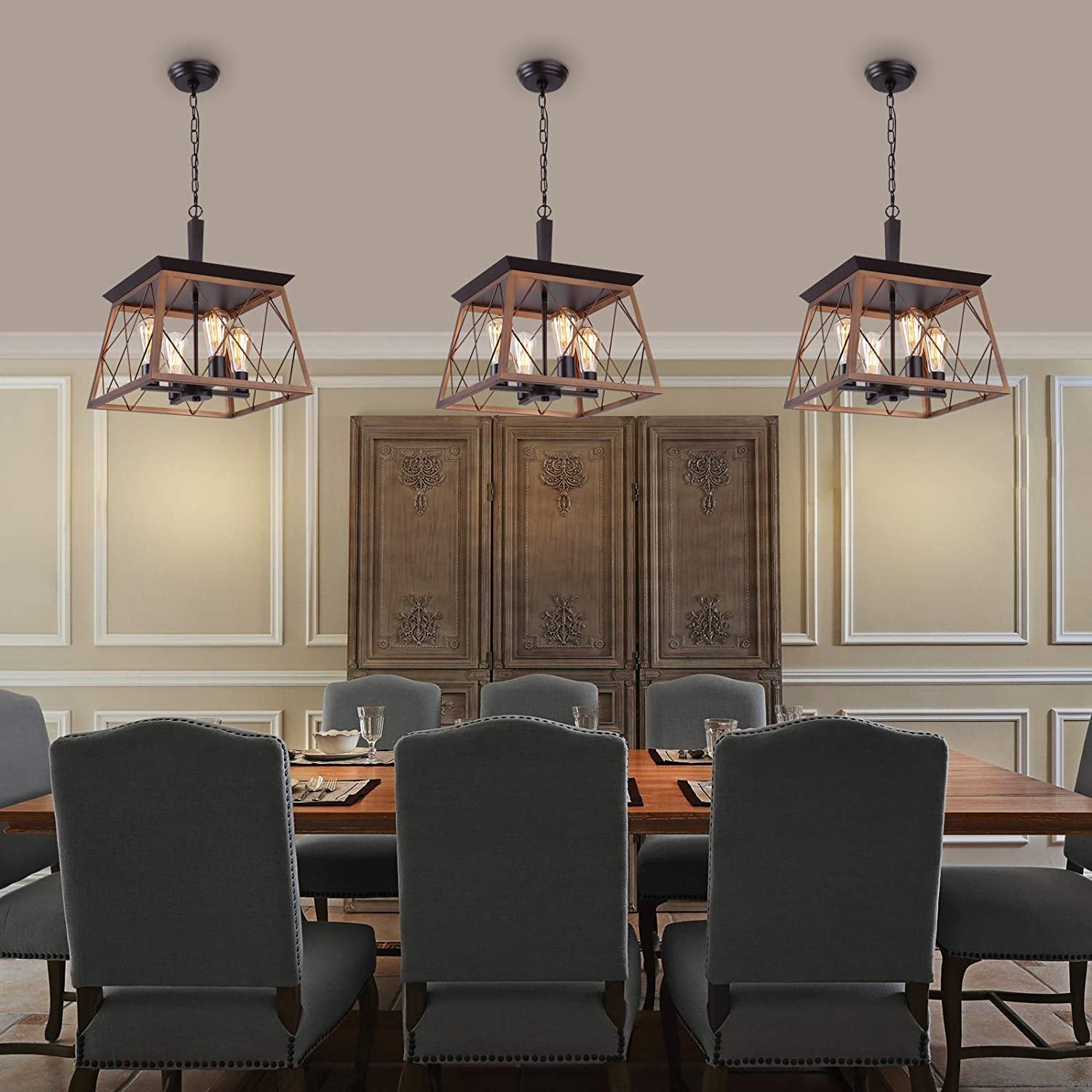 Bronze 4 Light Farmhouse Rustic Chandelier For Dining Room