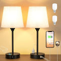 Set of 2 Mini Bedside Lamps With USB C And AC Outlets