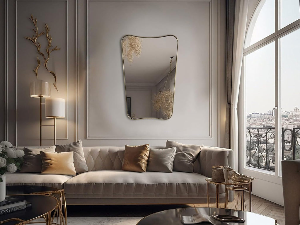 Gold 24x36 Irregular Wall Mirror With Scalloped Edges