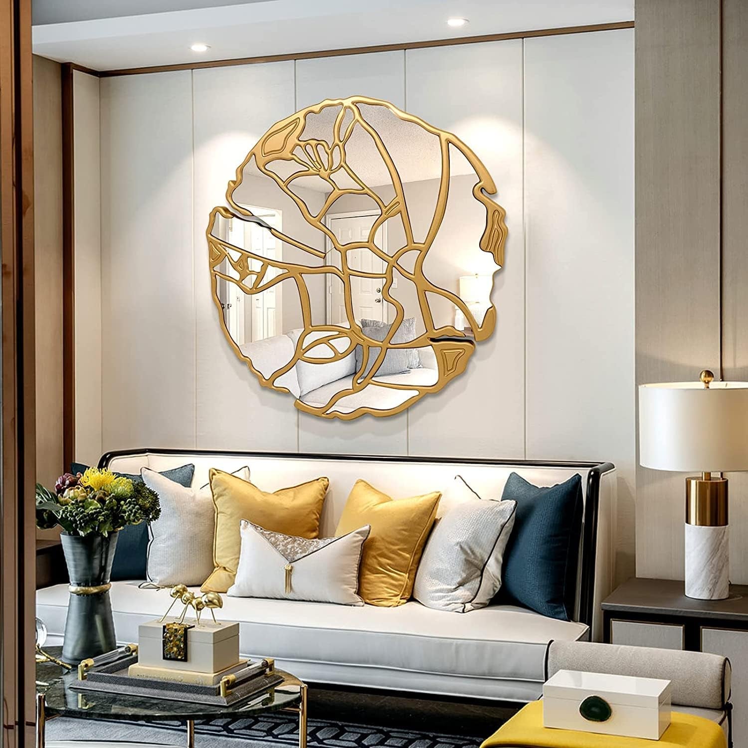Large Gold Irregular Frame Wall Mirror Living Room Decor