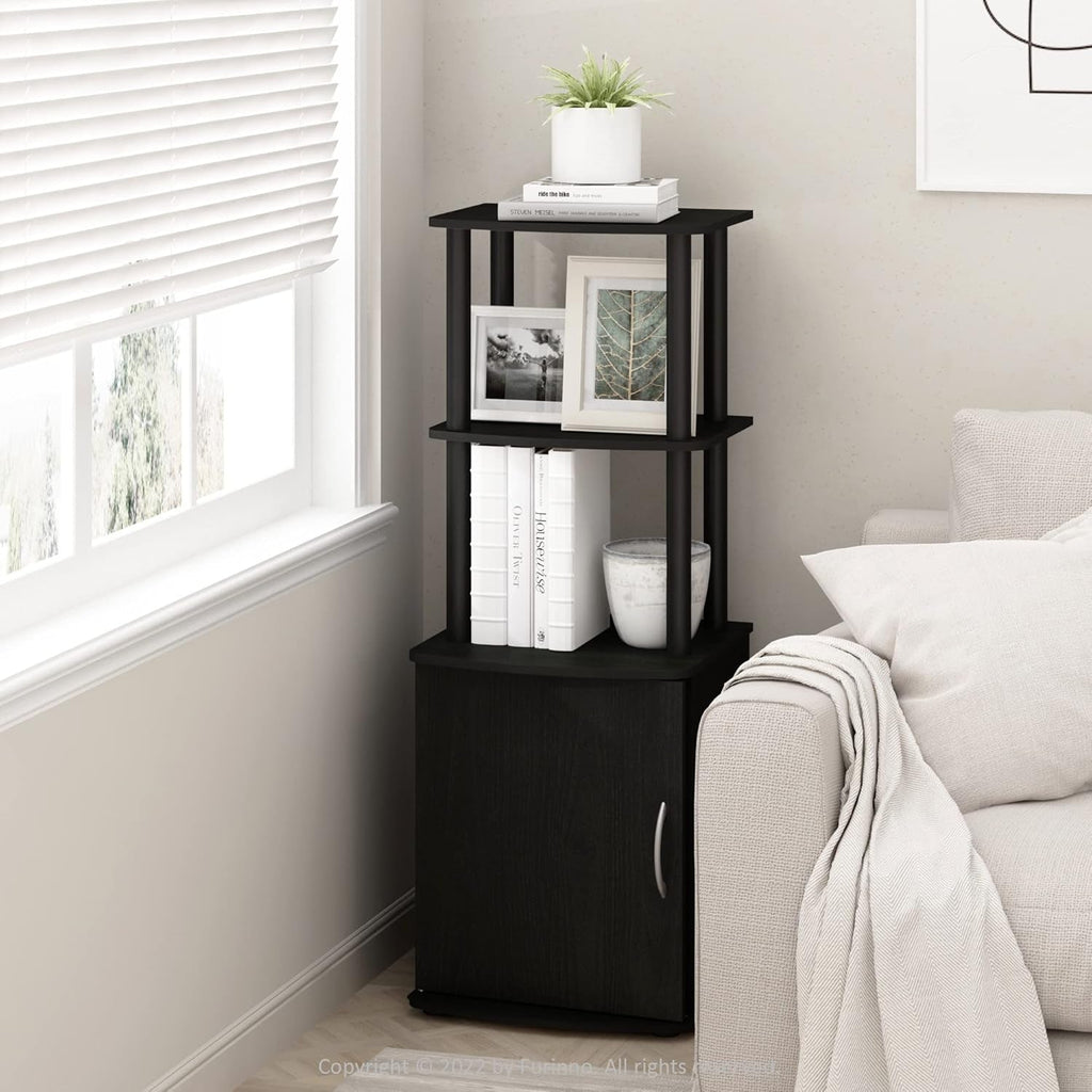 Turn N Tube Tall TV Side Table Storage 2 Tier Blackwood