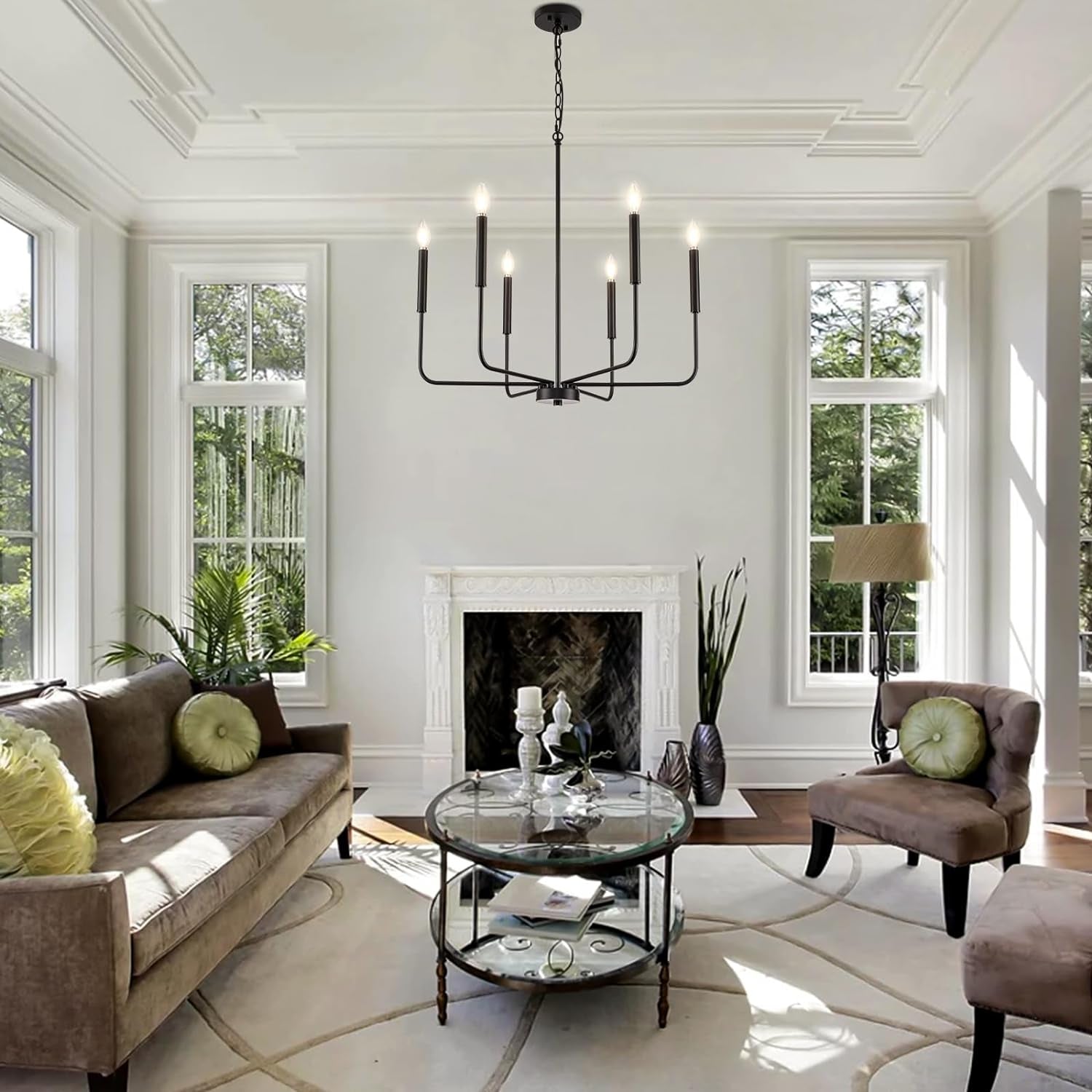 Modern Black 6 Light Chandelier Dining Farmhouse Pendant
