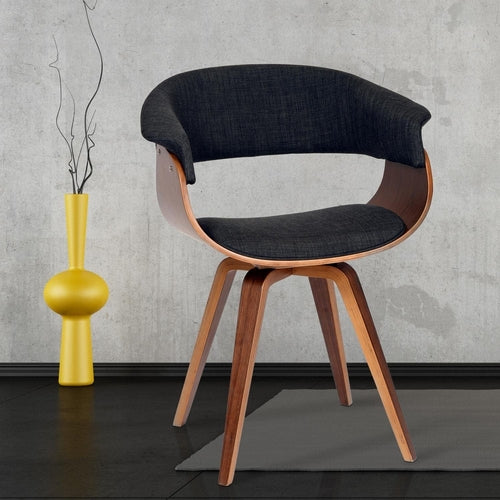 Charcoal Fabric and Walnut Wood Dining Chair 19 Inch Seat