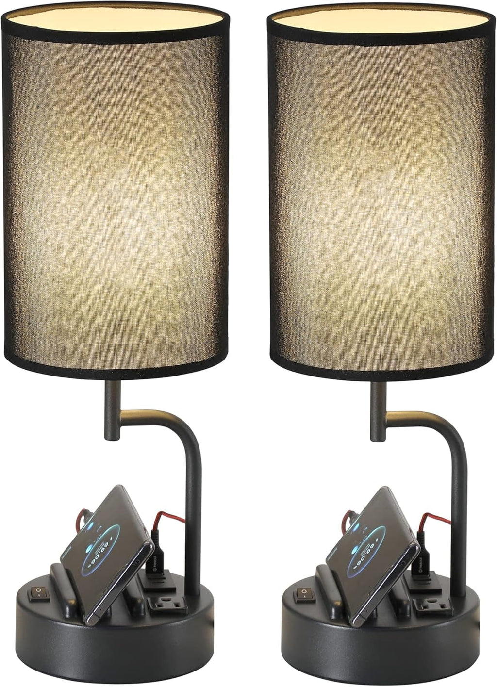Table Lamp With 3 USB Ports And AC Outlet For Office