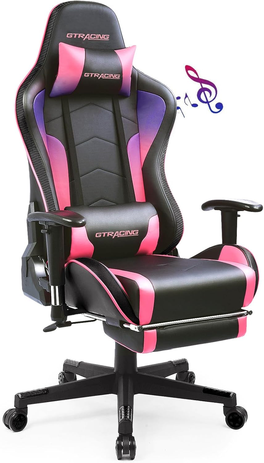 Ergonomic Gaming Chair With Bluetooth Speakers And Footrest