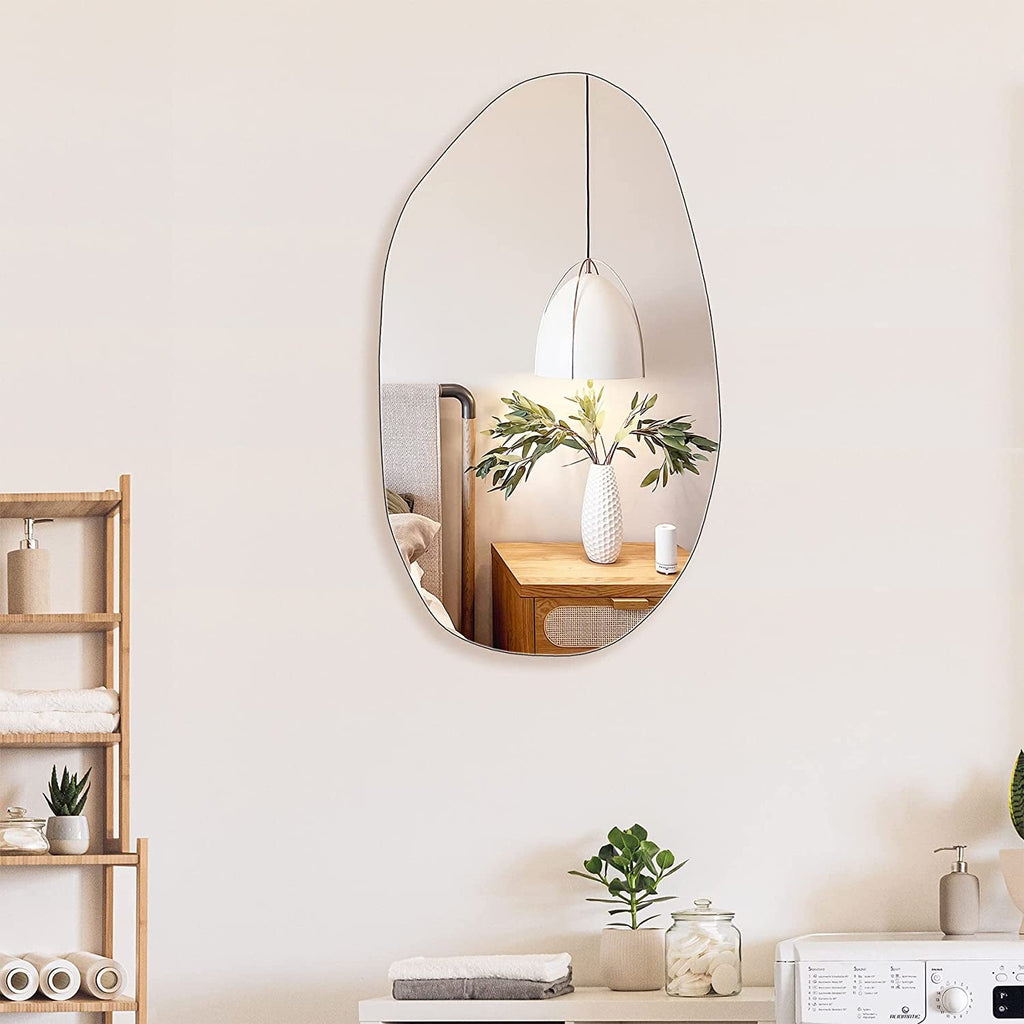 Asymmetrical Frameless Wall Mirror For Living Room 19.5 x 33.5 Inches