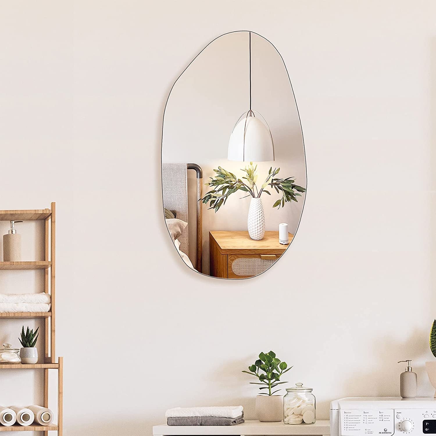 Asymmetrical Frameless Wall Mirror For Living Room 19.5 x 33.5 Inches