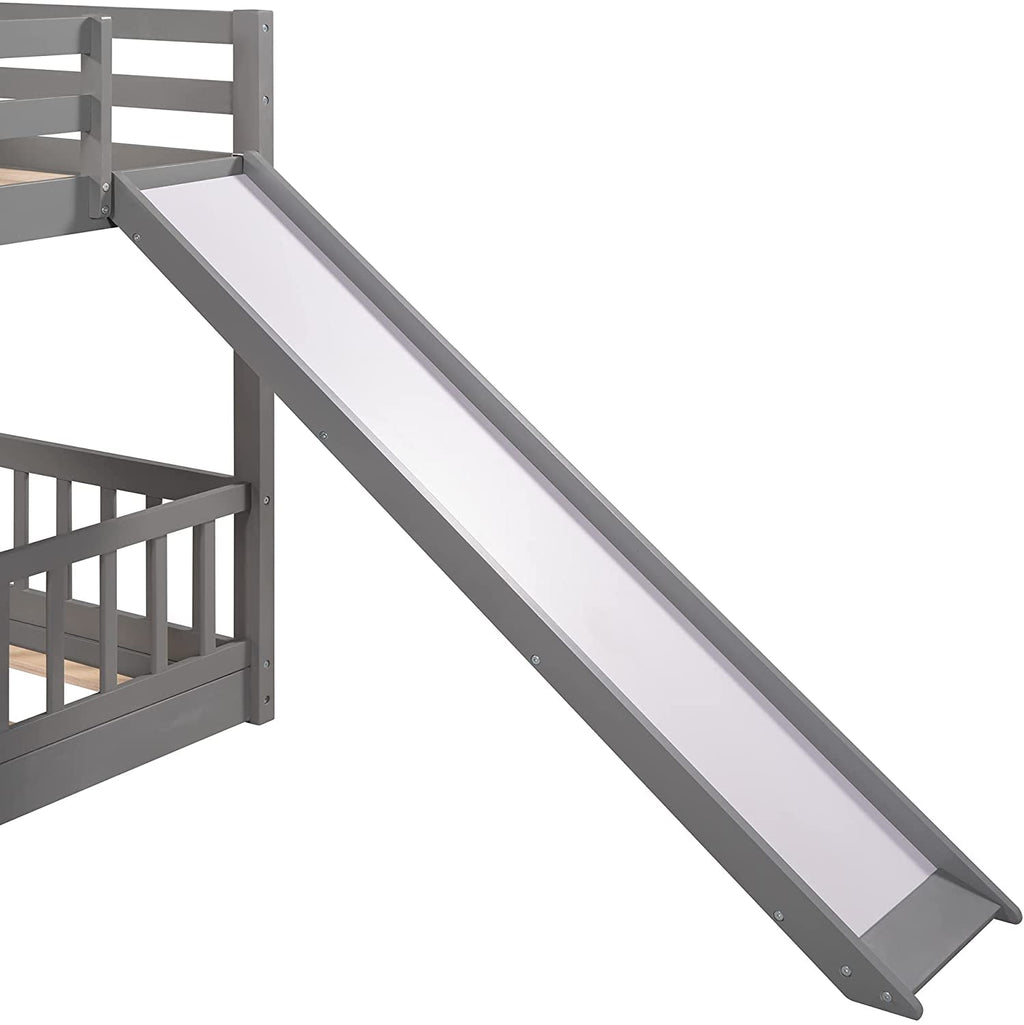 Twin Metal Bunk Bed Frame Black With Convertible Ladder