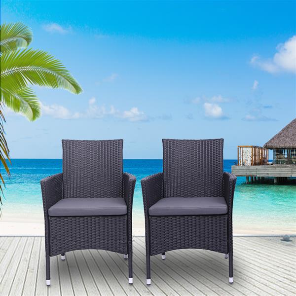 2pcs Single Backrest Chairs Rattan Sofa