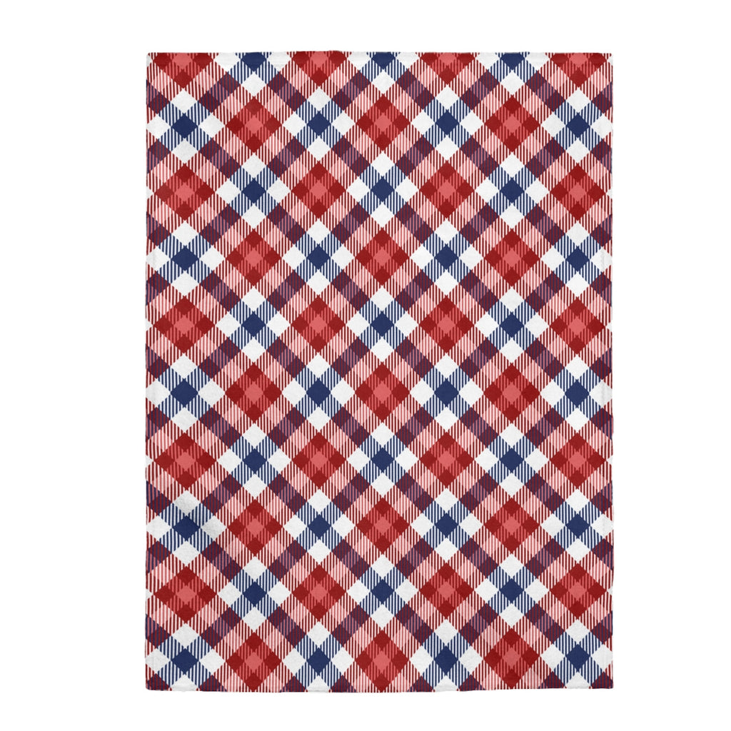 Red and Blue Plaid Plush Blanket Throw