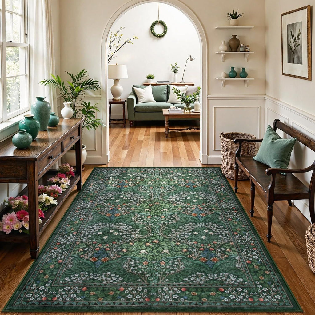 Insect Print Washable Area Rugs 5x7, Soft Rugs for Living Room