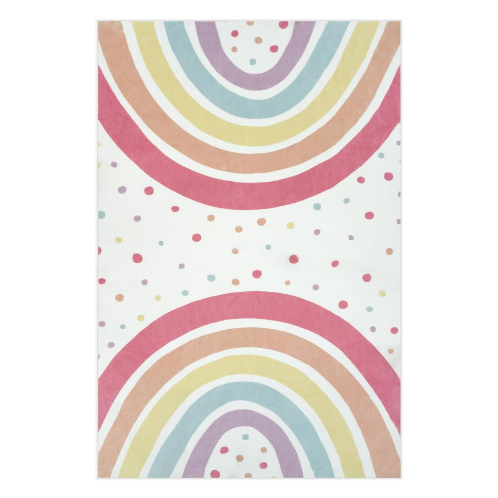 Washable Rainbow Rug for Girl Nursery, Small Rug 3X 5 Colorful Area