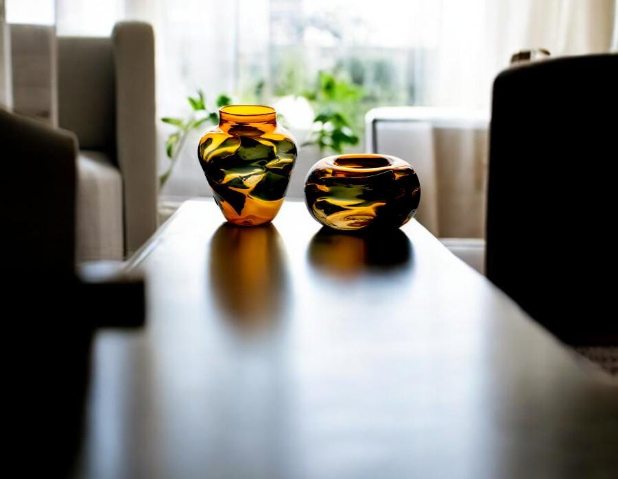 Set of 2 Chic Colorful Glass Vases - Unique Handcrafted Decor for Any