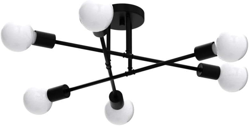 Black Modern Sputnik Chandelier 6 Light Ceiling Fixture