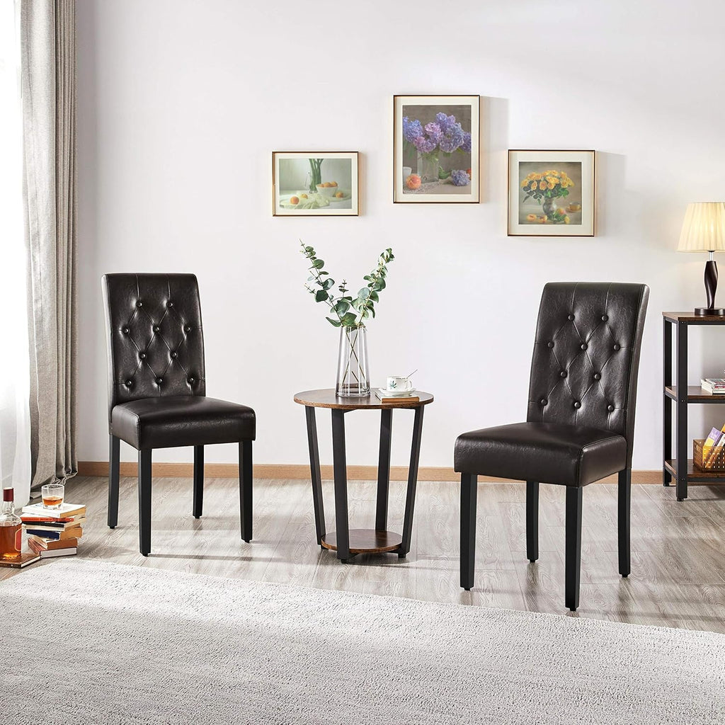 Faux Leather Dining Chairs Brown Set Of 2 For Dining Room