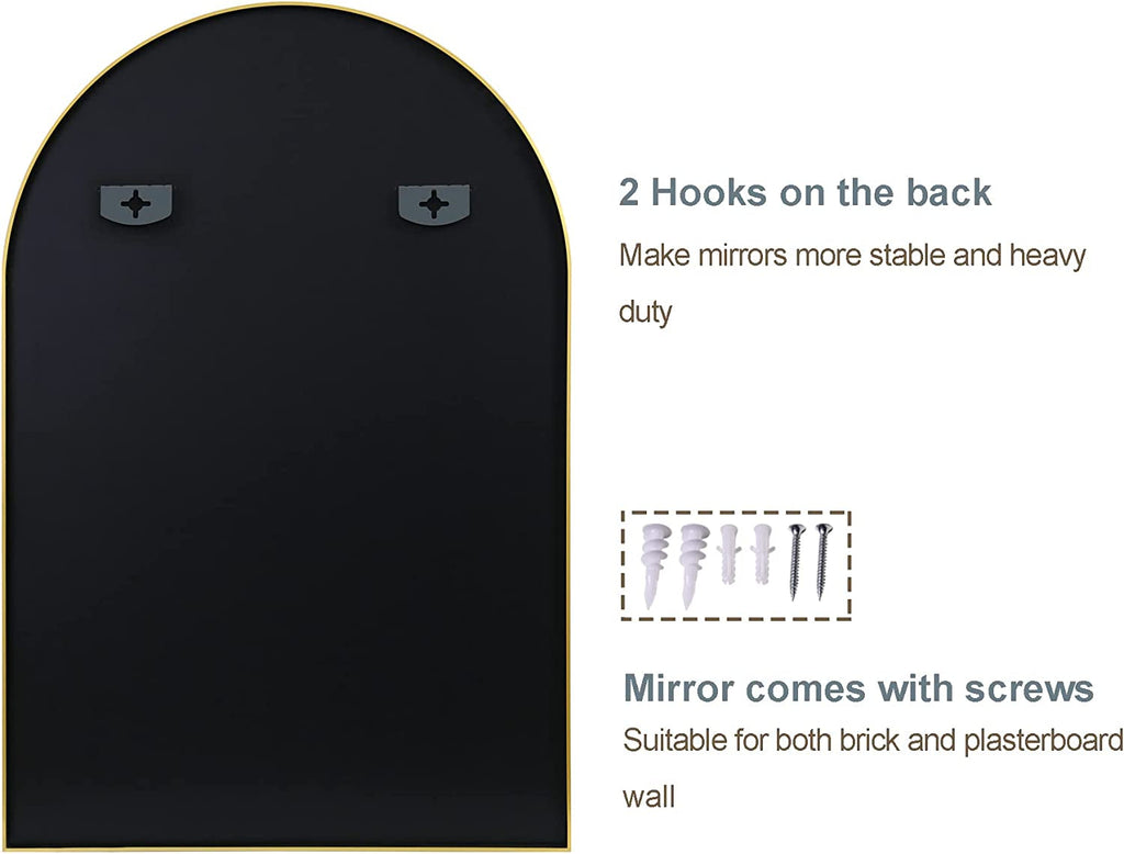 Arched Full Length Wall Mirror 24x36 Matte Black Frame