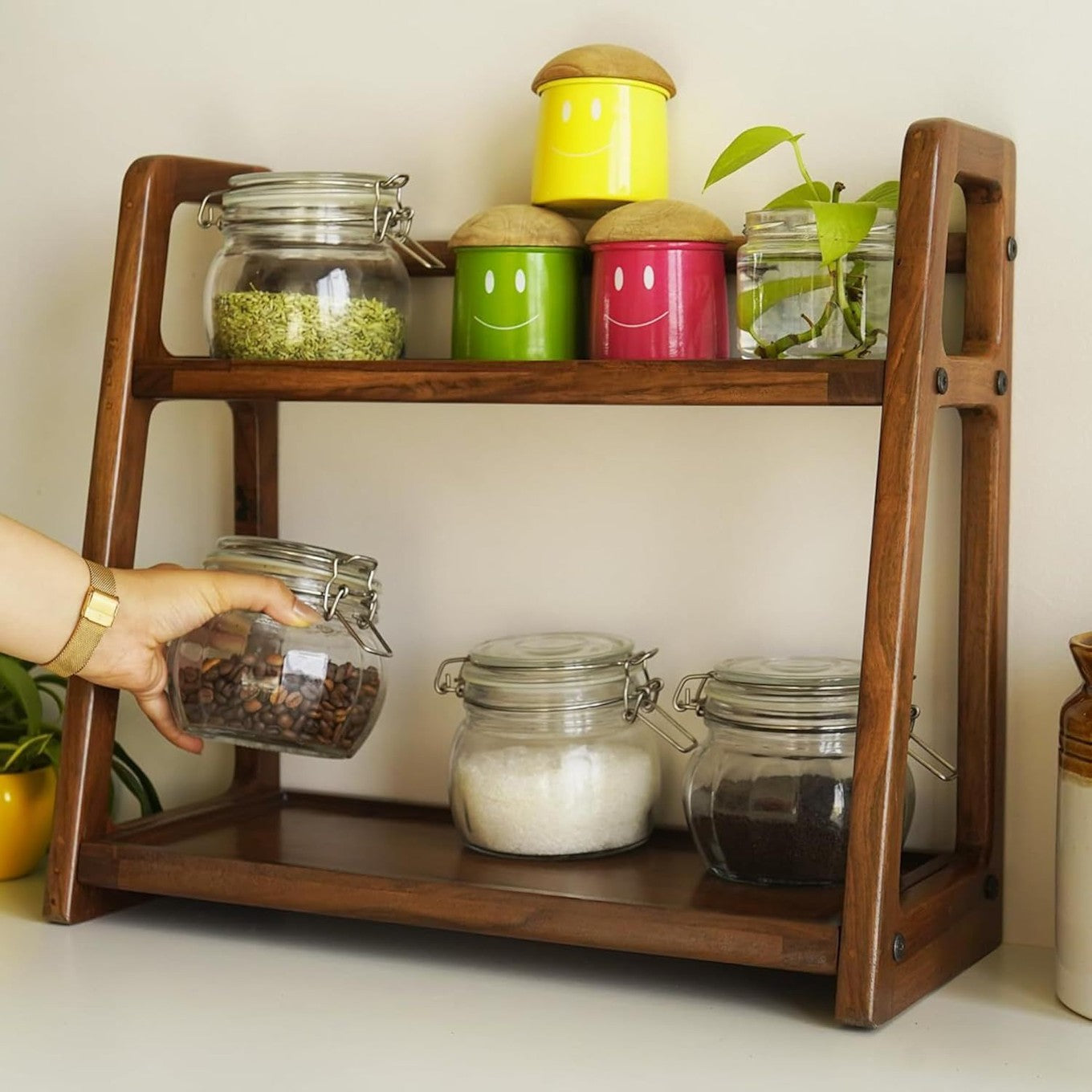 Wooden Kitchen Rack Organizer Shelf