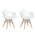 Set of 2 Mid Century Modern Molded Dining Arm Side Chair Wood Legs